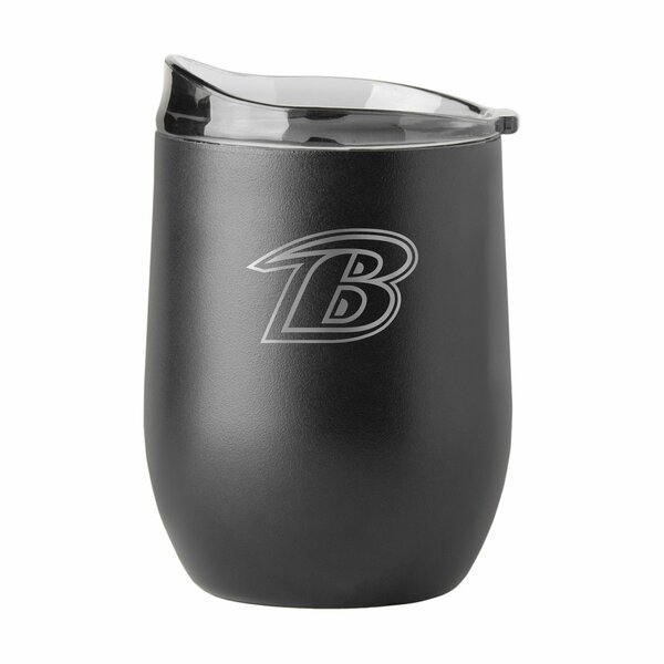 Logo Brands Baltimore Ravens 16oz Black Etch Powder Coat Curved Bev 603-S16PB-BLK-9